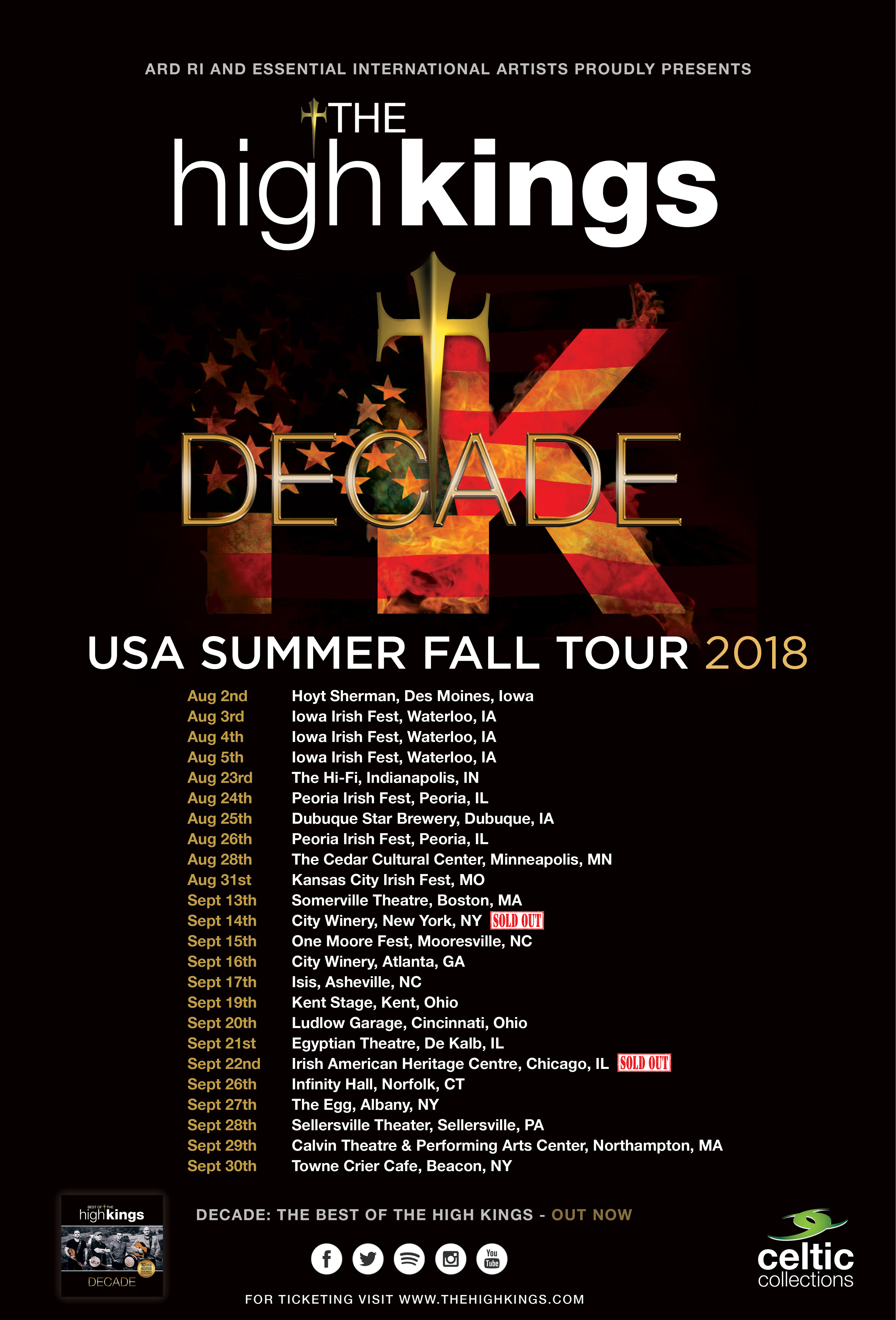 The High Kings, US Festival Tours