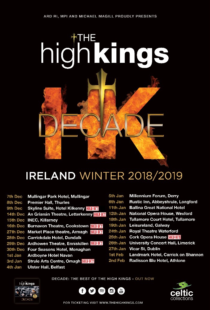 The High Kings Irish Winter Tour Selling Out Fast !