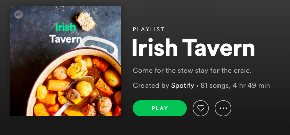 'Irish Tavern' Spotify Playlist features 2 THK songs.