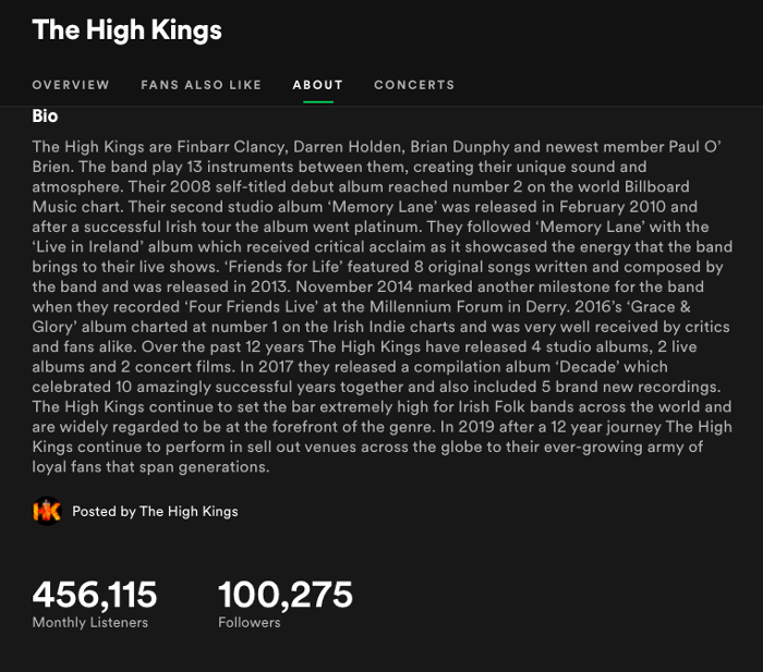 100K+ Followers on Spotify