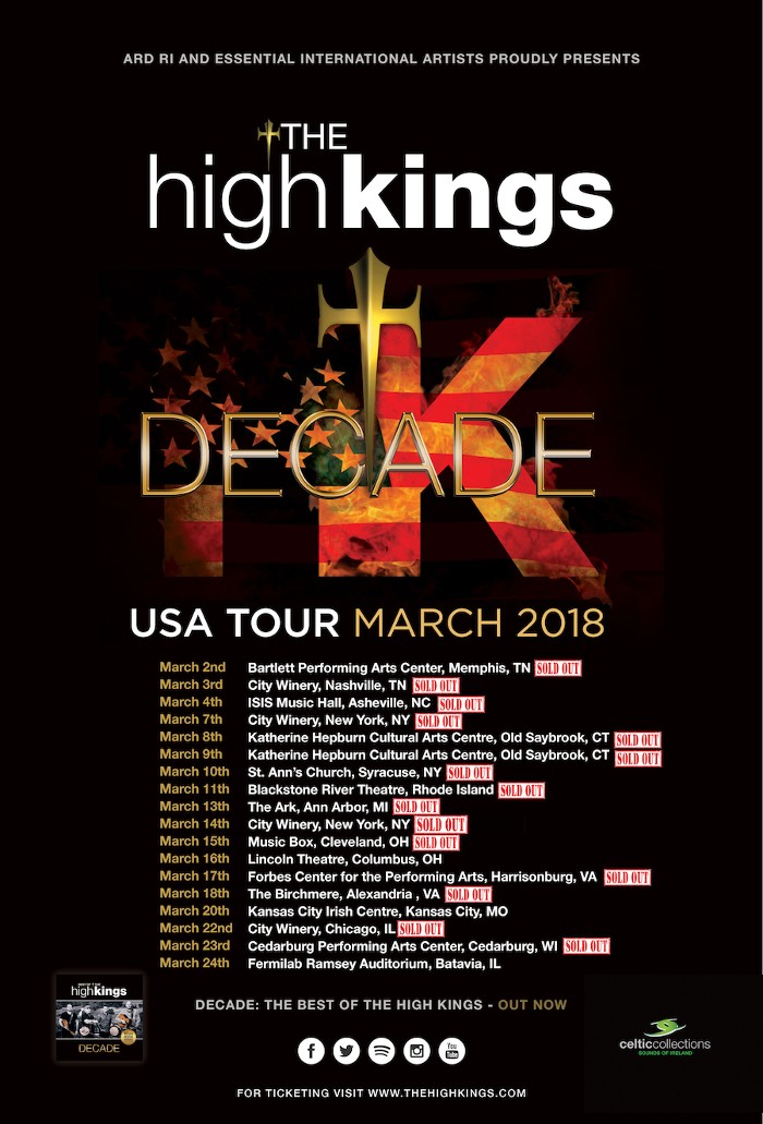 The High Kings US Tour posts Record Ticket Sales!