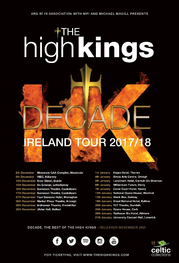 The High Kings Forthcoming Irish Tour Dates Revealed.