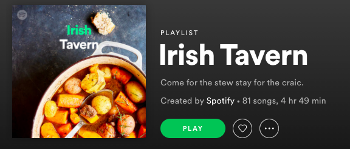 'Irish Tavern' Spotify Playlist features 2 THK songs.